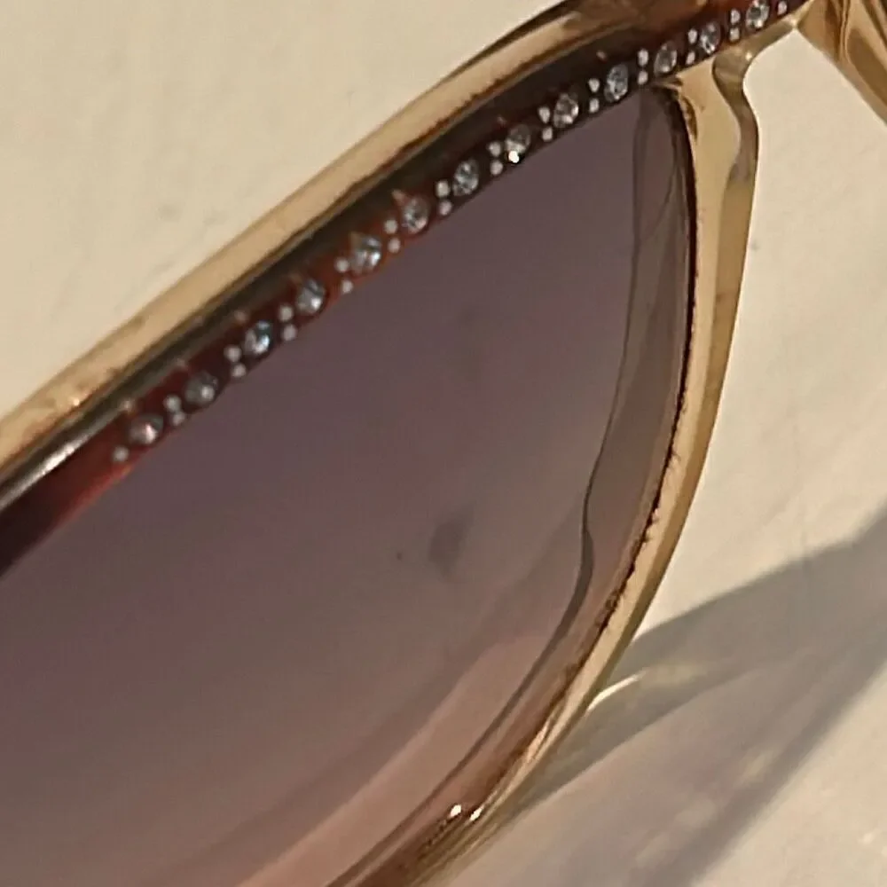 Vintage 1980s Laura Biagiotti Sunglasses Brown Rhinestone Tortoise Shell Frames